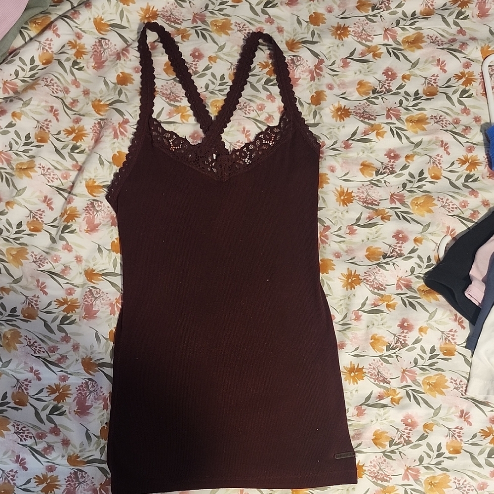 Hollister Burgundy Floral Tank